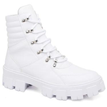 Imagem de Bota Feminina Tratorada Cadarço Cano Médio Moderna Conforto - Tenehi, 