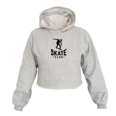 Imagem de Cropped Feminino Moletom Estampa Skate Club Capuz Inverno - Ragor, M, 