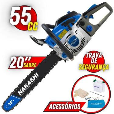 Imagem de Motosserra À Gasolina Nakashi NCS-550 54,6cc 2T Com Lubrificação Autom