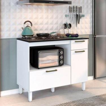 Imagem de Balcão P/Cooktop 5 Bocas 2 Portas 1 Gaveta Branco - ZANZINI