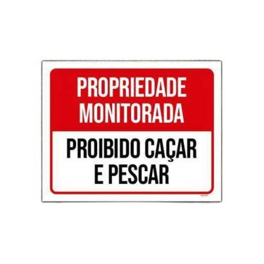 Imagem de Placa Propriedade Monitorada Proibido Caçar 18x23cm 5un