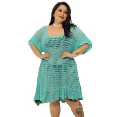 Imagem de Saida de Praia Plus Size Tricot Babados - anna, Verde, Único 48/52