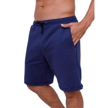 Imagem de Bermuda Moletinho Masculina Com Bolso - Azul - Ast Store, GG, Azul
