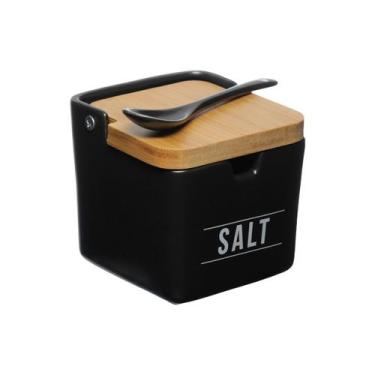 Imagem de Saleiro Manhattan Em Porcelana Com Tampa De Bambu Premium - Hauskraft