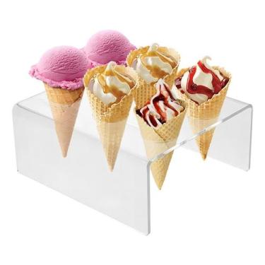 Imagem de Suporte Temaki Pizza Cone Sorvete Acrílico 6 Cones Cor Transparente - 