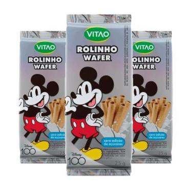 Imagem de Rolinho Wafer Zero Açúcar Disney Mickey Vitao contendo 3 unidades de 2