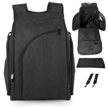 Imagem de Mochila de viagem para fraldas JOHAR Spacious impermeável preta