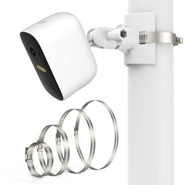Imagem de OkeMeeo Suporte externo para Arlo Pro 4/Pro 3/Pro 2/Pro/Ultra 2/Ultra/Essential/Reolink/Wyze Cam Battery Pro, serve para tubos de 5 a 20 cm sem furadeira (branco, 1 pacote)