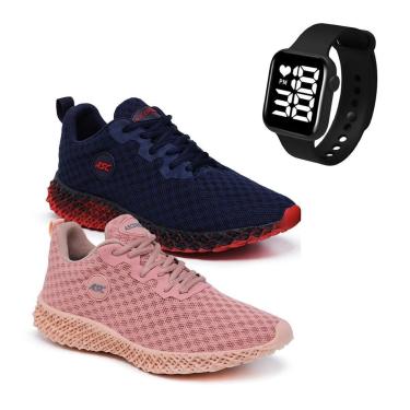 Imagem de Kit 2 Pares de Tênis Ascension Ghost 2 + Relogio Quadrado-Unissex