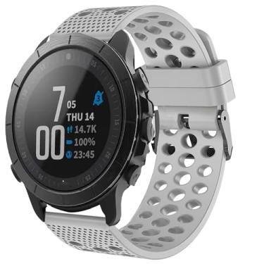Imagem de Lamshaw Pulseira de relógio inteligente Wahoo ELEMNT Rival, pulseira de silicone de substituição com fivela de metal compatível com smartwatch Wahoo ELEMNT Rival (1, cinza)