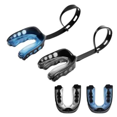 Imagem de HI-PLANX Protetor Bucal De Futebol Com Alças E Estojo, Protetor Bucal Infantil Para Futebol, Protetor Bucal Esportivo Infantil Para Boxe, Basquete, Mma, Lacrosse, Hóquei, Futebol, Protetor Bucal Par