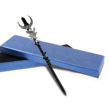 Imagem de Poememgi Crystal Magic Wand, Wizard Party Cosplay Accessories Sorcerer Collection Witchcraft Props (black4short)