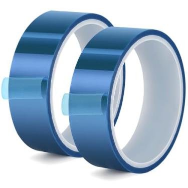 Imagem de Billbotk Fita resistente ao calor de 20 mm para sublimação, fita de transferência de calor para prensa térmica, fita térmica sem resíduos para sublimação, prensa térmica HTV (azul)