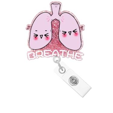 Imagem de Abamilaka Carretel de crachá de pulmão retrátil para enfermeiras de enfermagem, terapeuta respiratório, suporte de crachá de identificação de enfermeira com clipe jacaré, clipe de crachá de nome