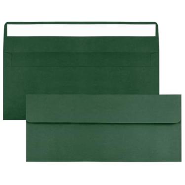 Imagem de Pacote com 100 envelopes de negócios verde escuro nº 10, envelopes padrão, envelopes autovedantes, tamanho carta de 10 x 23 cm, envelopes para correspondência comercial para cheques, faturas,