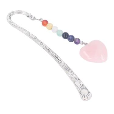 Imagem de Marcador de Metal Vintage Com Descobertas de Laço, Pingente Em Forma de Coração e Design de Contas Coloridas, Marcador de Cristal de Cobre Antigo para Escritório de Estudante,