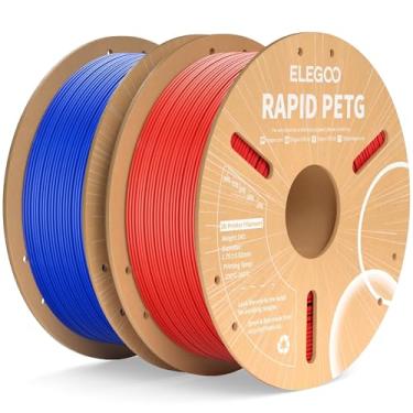 Imagem de ELEGOO Filamento Petg Rápido 1,75 Mm Azul e Vermelho 2 Kg, Filamento de Impressora 3D de Alta Velocidade 30-600 Mm/S Precisão Dimensional +/- 0,02 Mm, Carretel de Papelão de 1 Kg(2,2 Lbs) Adequado Par