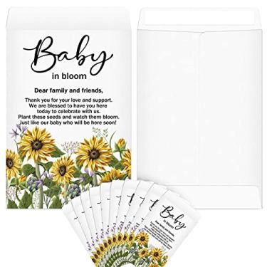 Imagem de Fumete Pacote de sementes autoadesivas para chá de bebê, 100 peças, pacotes autoadesivos para bebês em flor, pacotes de sementes kraft, mini organizador de pacotes de sementes para chá de bebê, lembrancinhas de presente de festa, sem sementes