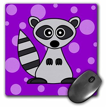 Imagem de 3dRose LLC Mouse pad 20,3 x 20,3 x 0,63 cm, desenho fofo guaxinim fundo de bolinhas roxas (mp_24623_1)