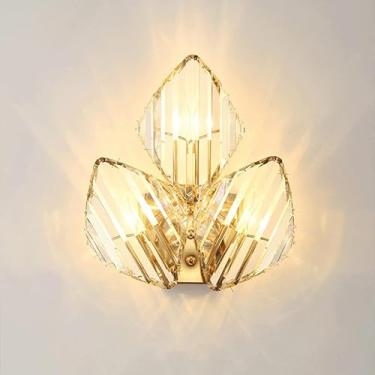 Imagem de Luminárias de parede de cristal simples e modernas para quarto, luz criativa nórdica, corredor de luxo, luz quente, arandelas de parede com base E14/12 para sala de estar, cabeceira, estudo,