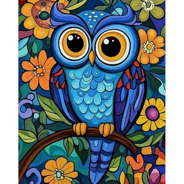 Imagem de Natuyalo Pintura por números para adultos iniciantes, kits de pintura acrílica de coruja por números, kits de artesanato de animais DIY adequado para decoração de parede de casa sem moldura (40 x 50