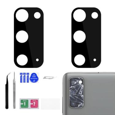 Imagem de BESJMYT Pacote com 2 lentes de reposição para câmera traseira Samsung Galaxy S20 5G Lente de vidro adesiva para câmera traseira com kit de reparo de ferramenta de reparo completa Pinça pano de poeira