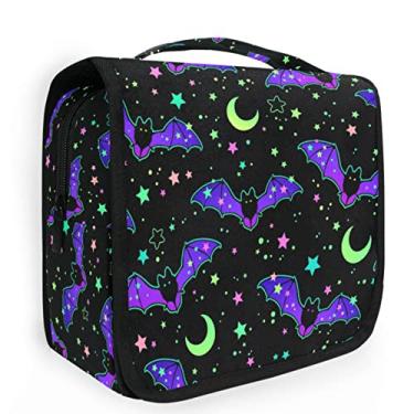 Imagem de Bolsa de higiene pessoal de pendurar esqueleto de caveira com chama borboleta bolsa de maquiagem de viagem para artigos de higiene pessoal portátil bolsa de cosméticos com gancho para pendurar, Gótico 15, one size