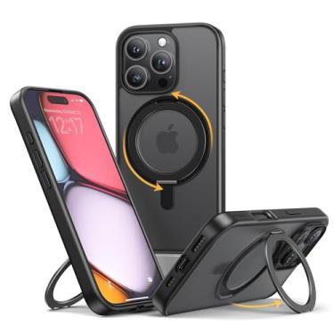 Imagem de NIMASO Capa magnética para iPhone 16 Pro com suporte, suporte integrado compatível com MagSafe, capa de telefone para iPhone 16 Pro de 6,3 polegadas, preta