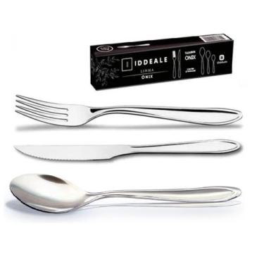 Imagem de Jogo Garfo Faca Colher Mesa Inox 36 Talheres Restaurante Buffet - 12 u
