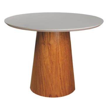 Imagem de Mesa Jantar Redonda Ravena Vidro Off White Base Cinamomo 110cm - 75780