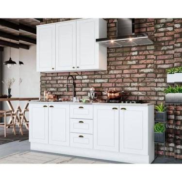 Imagem de Kit Cozinha Modulada 4 Peças Americana 1 Aéreo + 2 Balcões + 1 Complemento Sem Pia Cz126 Branco