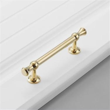 Imagem de Puxador de porta de guarda-roupa moderno simples de luxo de cobre puro, todo em cobre dourado, puxador de gaveta de furo único, ouro brilhante 5470,96, CHINA