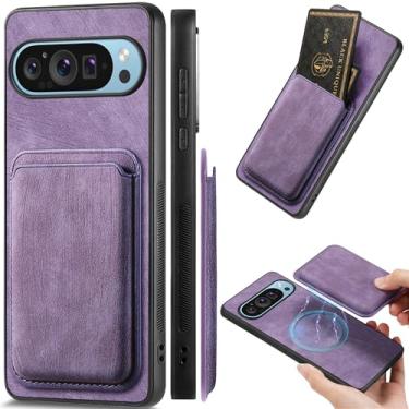 Imagem de Ysnzaq Capa carteira magnética 2 em 1 para celular Google Pixel 9 Pro XL para homens e mulheres, capa de couro PU premium fina com compartimentos para cartão destacáveis para Google Pixel 9 Pro XL FKB