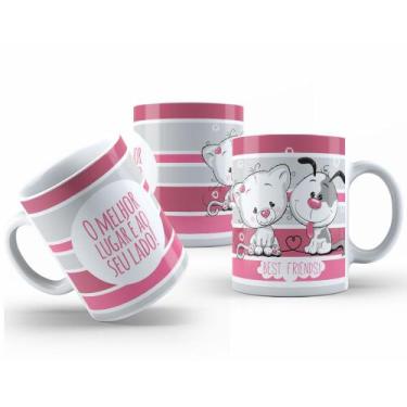 Imagem de Caneca Cerâmica Branca 325ml  Animais Estimação Pet - Mecolour