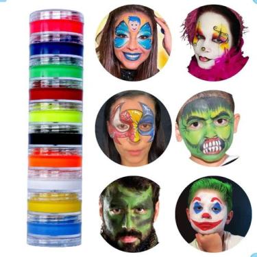 Imagem de Torre de Tinta Cremosa Maquiagem Artística  C/10 Cores Rostinho Pintad