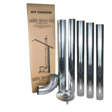 Imagem de Kit Chaminé Em Aço Galvanizado Com 5 Canos 110mm Para Casa Fogão a Len