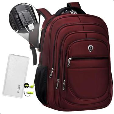 Imagem de Kit Mochila Escolar Faculdade Anti Furto + Carregador Portátil Slim - 
