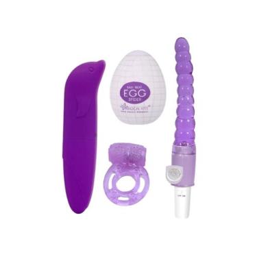 Imagem de Vibrador Golfinho Ponto G + Anel Peniano com Vibro + Egg Masturbador +
