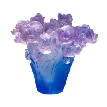 Imagem de FLCPJGV Vaso de flores de vidro Flores Arranjo Decorativo Vaso Burner de Incenso para a estante de livros, Azul
