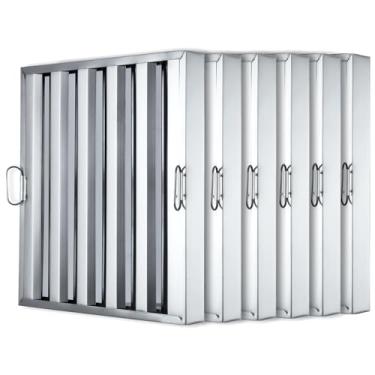 Imagem de EcoExplorer Filtros de capô comercial 49,5 x 62,2 x 4,8 cm | Aço inoxidável 430 com 5 ranhuras | Filtros de exaustor para exaustores de cozinha de restaurante | Pacote com 6