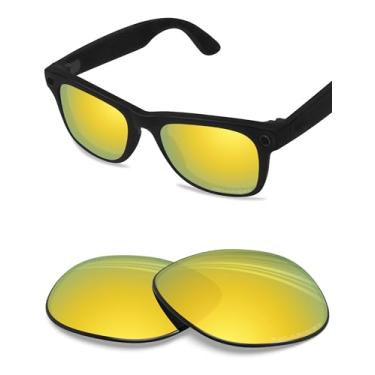 Imagem de BLAZERBUCK Lentes de reposição polarizadas anti-sal para RayBan Meta Wayfarer RW4008 53 mm - Ouro 24K