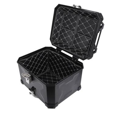 Imagem de Caixa Traseira de Motocicleta de água 45L Com de Trava à Prova de Roubo, Caixa de Tronco de Cauda ABS de Alta Resistência para Scooter Universal (Preto)