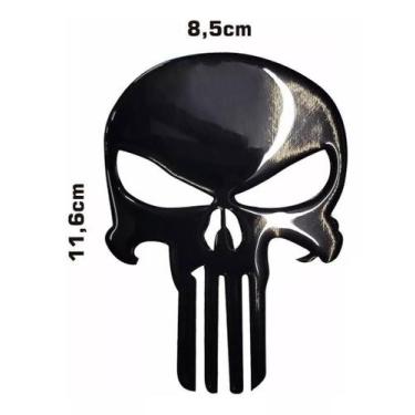 Imagem de Adesivo Resinado Caveira Justiceiro 6cm Moto Carro Preta - Resitank