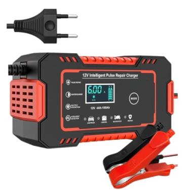 Imagem de Carregador Bateria Inteligente 12V, Carregador Automatotivo 4Ah-168Ah, Proteção Contra Sobretensão e Sobrecorrente Bivolt.