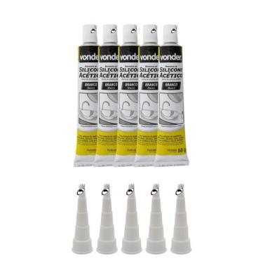 Imagem de Kit 5 Borracha Silicone Acético 50g Para Reparo Manutenção Uso Geral -