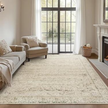 Imagem de BILEEHOME Tapete moderno para casa de fazenda 12,7 x 17,2 cm, lavável, floral, tom terrestre, tapete de berçário 13 x 17 cm, para quarto de bebê, marrom bronzeado e bege creme