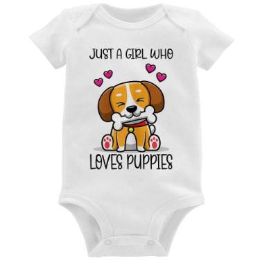Imagem de Body Bebê Just A Girl Who Loves Puppies - Foca na Moda, Branco, G