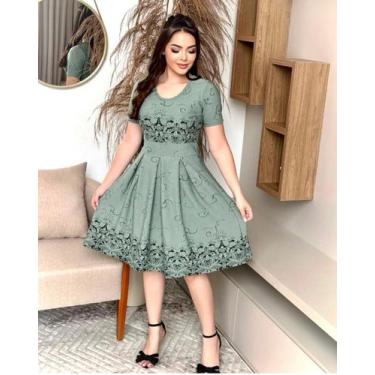 Imagem de Vestido Rodado Godê Princesa Evangélico Social Festas Midi Médio Barat
