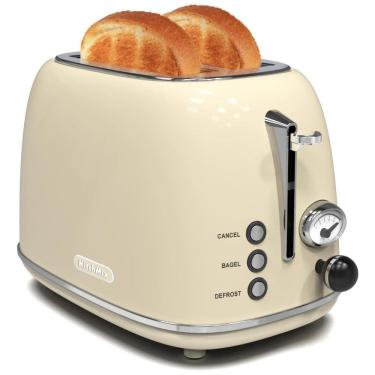 Imagem de Retro Torradeira de 2 Fatias com Função Bagel, 820W, 110v, KITCHMIX WT 330T, Creme