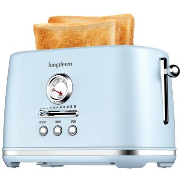 Imagem de Torradeira 2 Fatias com Desligamento Automático, Bandeja de Migalhas e 6 Níveis de Tostagem, 110V 1000W, LONGDEEM, Azul